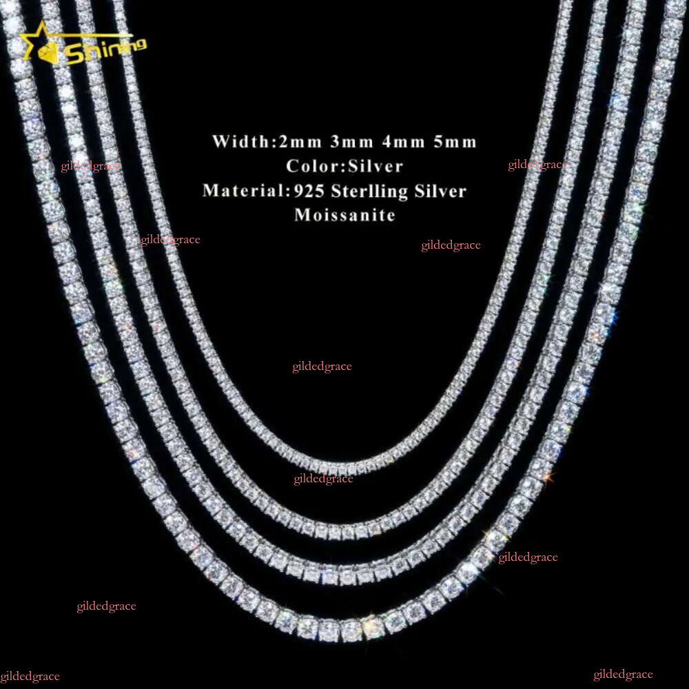 jewelry for men women necklace iced out 2mm 3mm 4mm 5mm 6.5mm high quality vvs sterg sier moissanite tennis chain