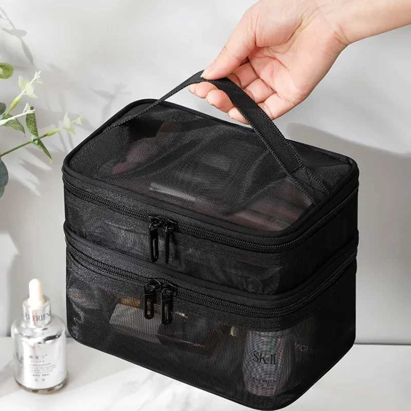 Womens transparent mesh is an ideal choice for cosmetic makeup and toilet kits suitable for successful travel sales makeup organizer bagsXJ250415