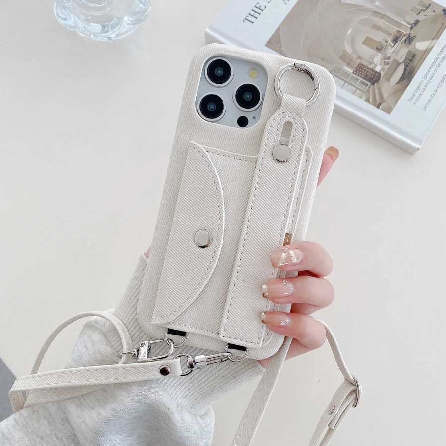 Jeans Print Design Card Pocket Phone Case for iPhone 17 Air 16 15 Plus 14 13 12 11 Pro Max X Xs Xr 8 Back Anti-knock Cover Strap J251202