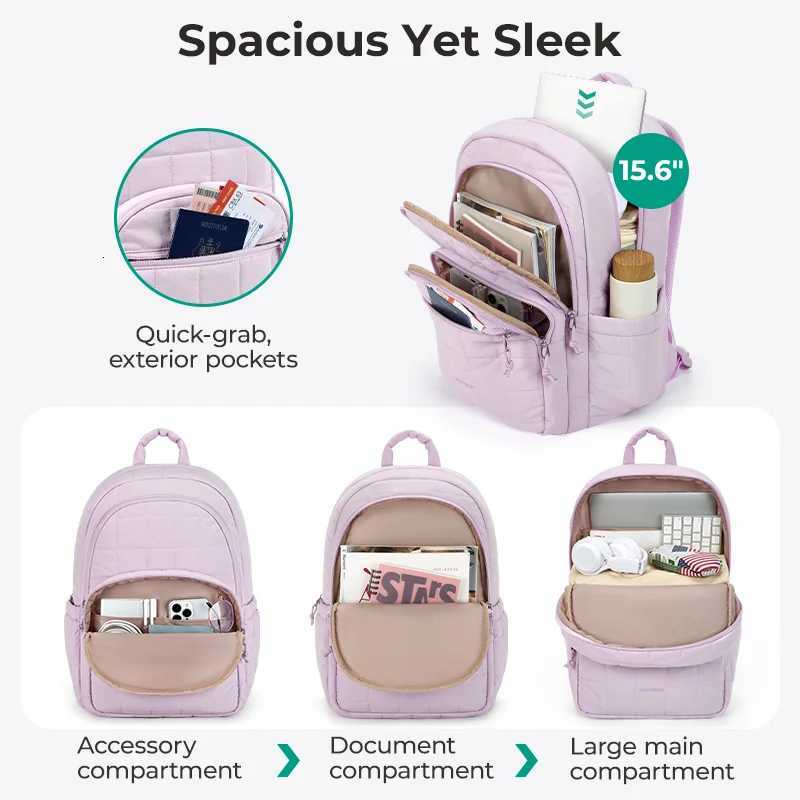 BAGSMART Travel Backpack for Women Quilted Casual Daypack Water-Resistant Bookbag for 156 Inch Laptop Fashion College BackpackW251114