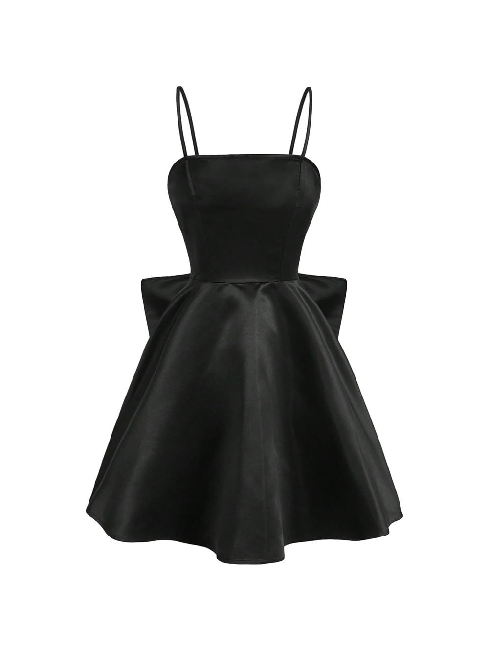 Black Short Homecoming Dresses Big Bow Spaghetti Satin Strapless Lace-up A-Line Plus Size Formal Occasion Cocktail Prom Party Graudation Gowns HD02
