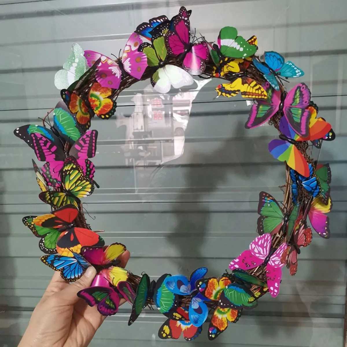 1pcs Butterfly Wreath 25/30cm Diameter Rattan Wreath Rings Braided DIY Hand-Woven Home Garden Party Decoration AccessoriesM251115