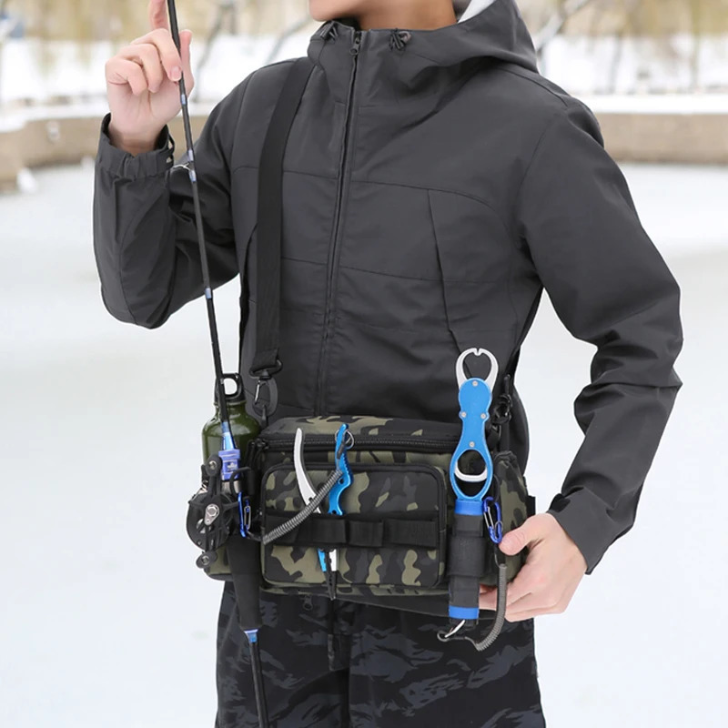 Fishing rod bag waist Fanny fishing bait line box practical storage accessories Outdoor camping shoulder cross 250410