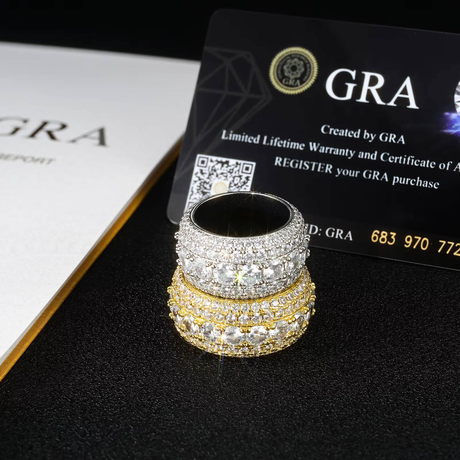 Classic Luxury 5 Rows Moissanite Ring Pass Diamond Test 925 Sterling Silver Shiny Fashion Jewelry Rings Moissanite Ring Men