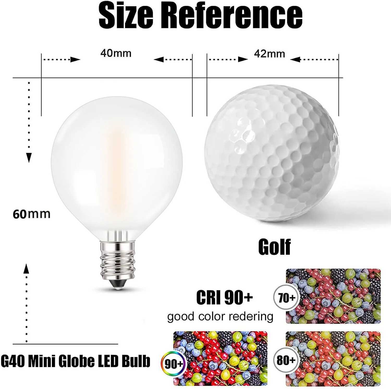 15PCS LED Filament Garland Replace Bulb E12 G40 Frosted White 1W 2700K Backyard Outdoor String Light Replacement Bulb Decorative C251115