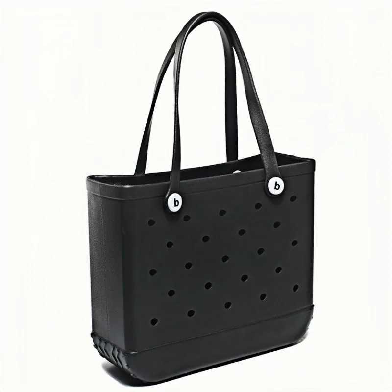 Simple modern beach handbag rubber waterproof medium-sized handbag with zipper pocket used for beaches swimming pools grocery stores sports W250415