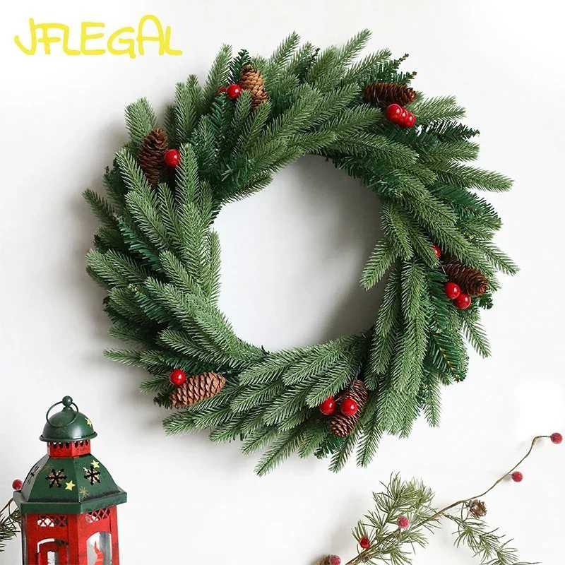 JFLEGAL Round Christmas Wreath PE Flocking Wreath Christmas Door Decoration Pendant Diameter 55/60cm Garlands Home DecorM251115