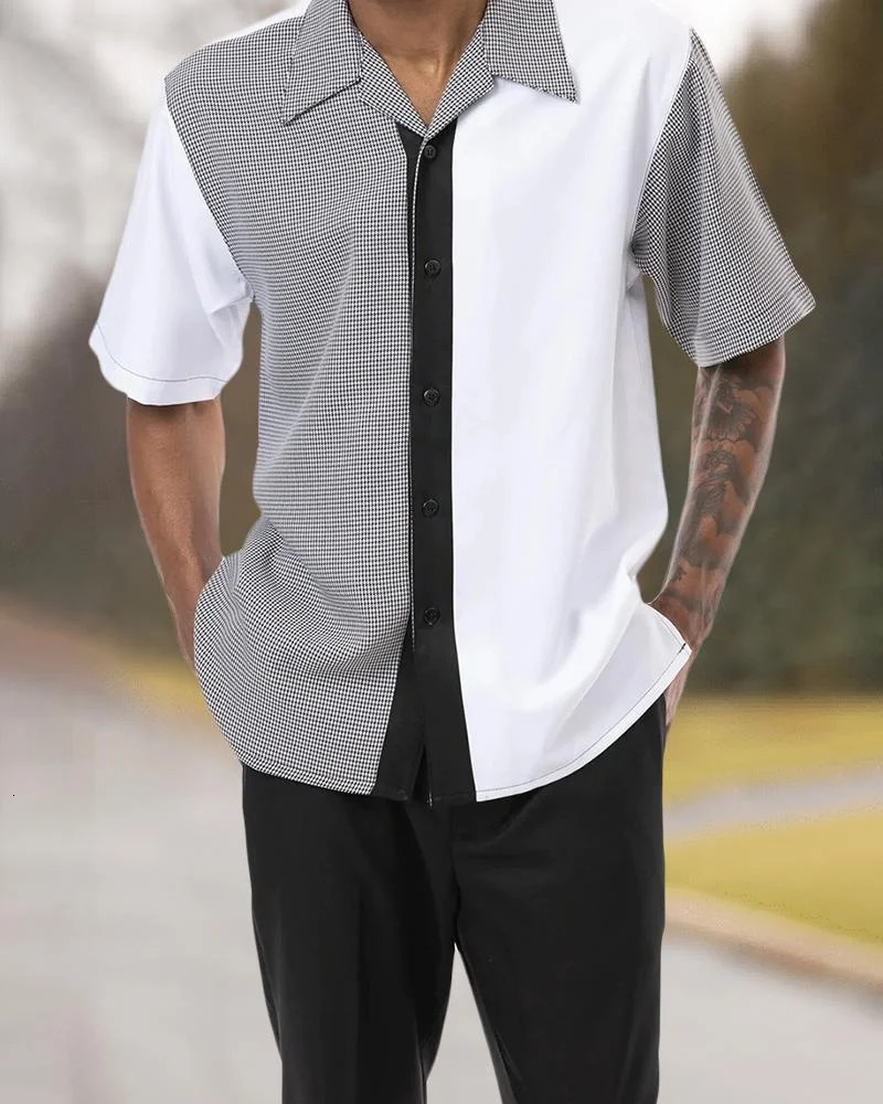 Fashionable mens topmens 2piece shirtpants Harajuku retro party outdoor summer collection 250414