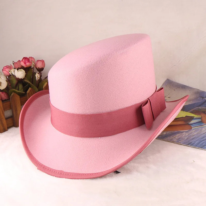 Asymmetric Top Wool Hat Fashiona Formal Hat Ribbon Steam Punk Hats Men Lumber Costume Cap Women Men Party Decoration 250407