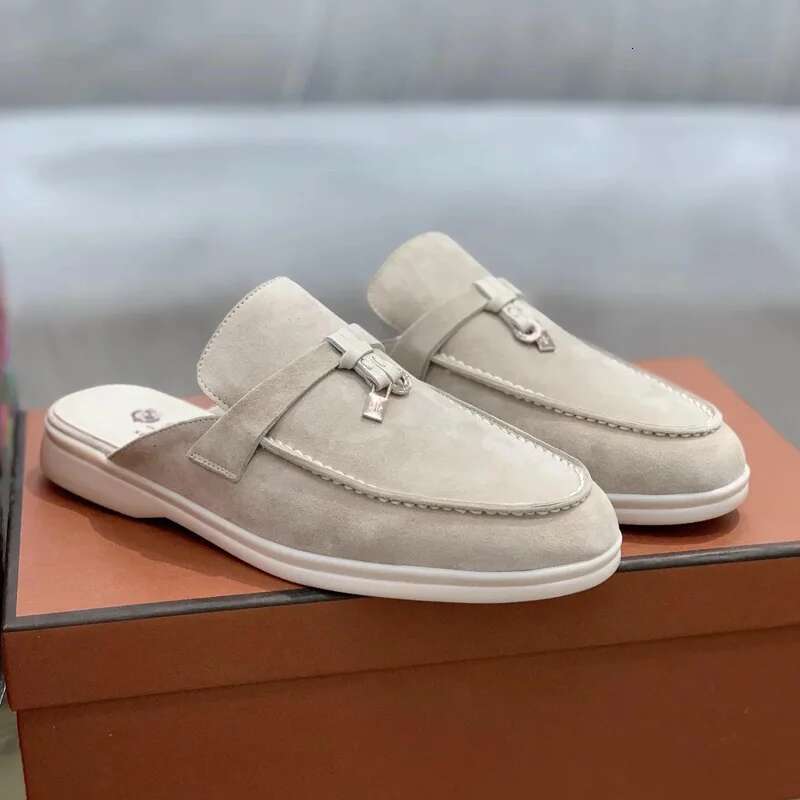 2025 Genuine flat heel slippers: Comfortable, lazy style women; easy to wear, leather - made for men.