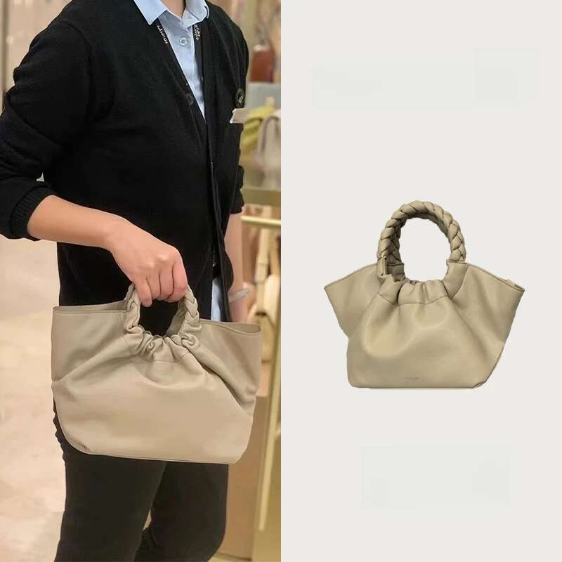 Niche British Retro Leather Woven Handbag, Commuting Cloud Bag, Casual Shoulder Bag