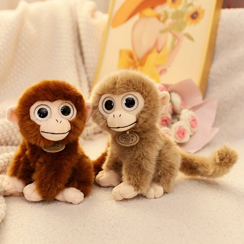 Wholesale simulation golden big eyed monkey plush toys made of super soft fabric, children's comfortable dolls, birthday gifts Y260128