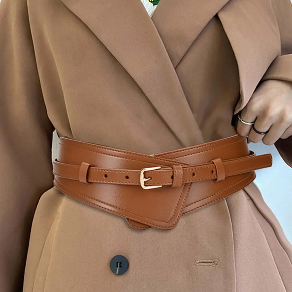 Girls Slimming Sweater Overcoat Belts For Women PU Leather Apparel Accessories Waistband Wide Belts Cummerbunds Waist Belt 251114 - view 5