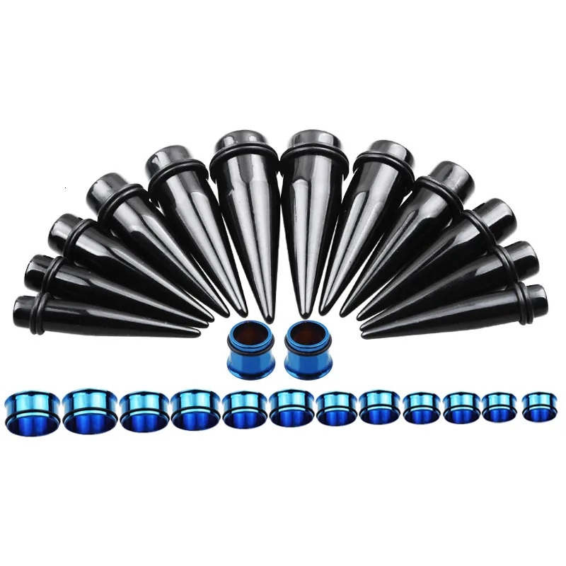 10-20mm 24pcs/lot Steel Acrylic Ear Gauge Tapers And Plugs Stretching Kits Flesh Tunnel Expansion Body Piercing Jewelry Unisex 250408