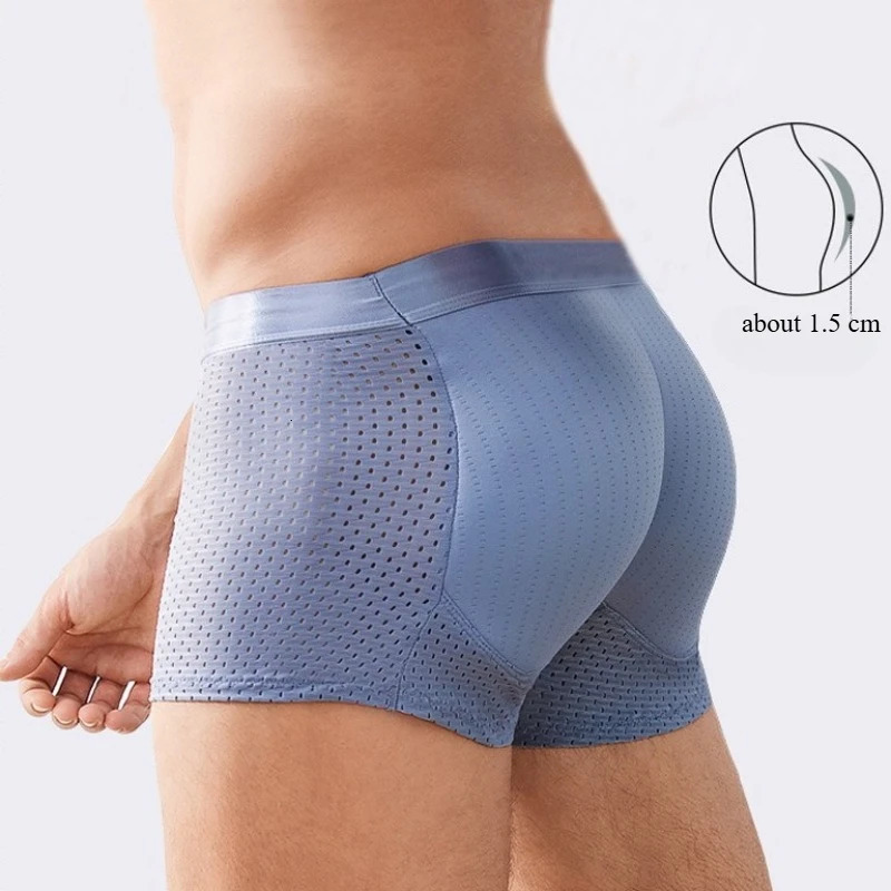 Men Trunks Builtin Butt Hip Lifter Enhancer Shorts Boxer Briefs Padded Underwear Shapewear Underpants Nylon Breathable 251103