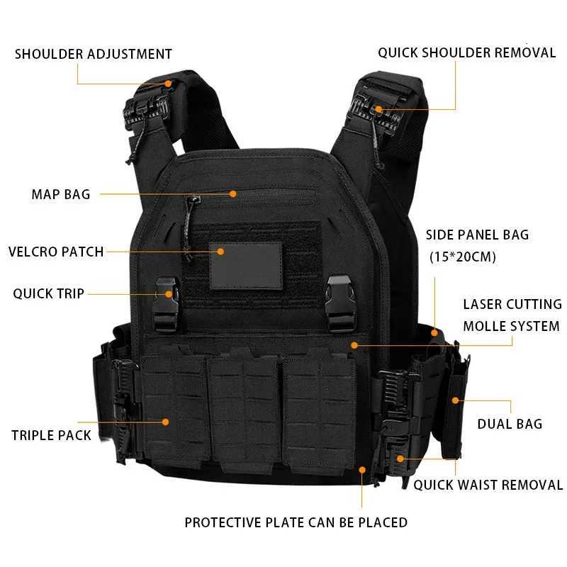 6094 Tactical Vest with Triple Magazine Pouch 1000D Nylon Fabric Quick Release 6094K Hunting Airsoft Combat Accessories XJ251114