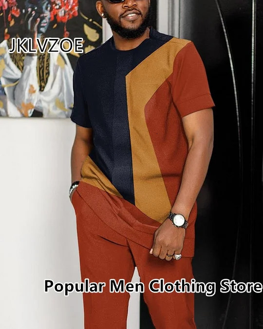 Summer mens short sleeved T-shirtlong pants 2-piece set mens oversized clothing Joogers set 3D printed mens clothing 250410