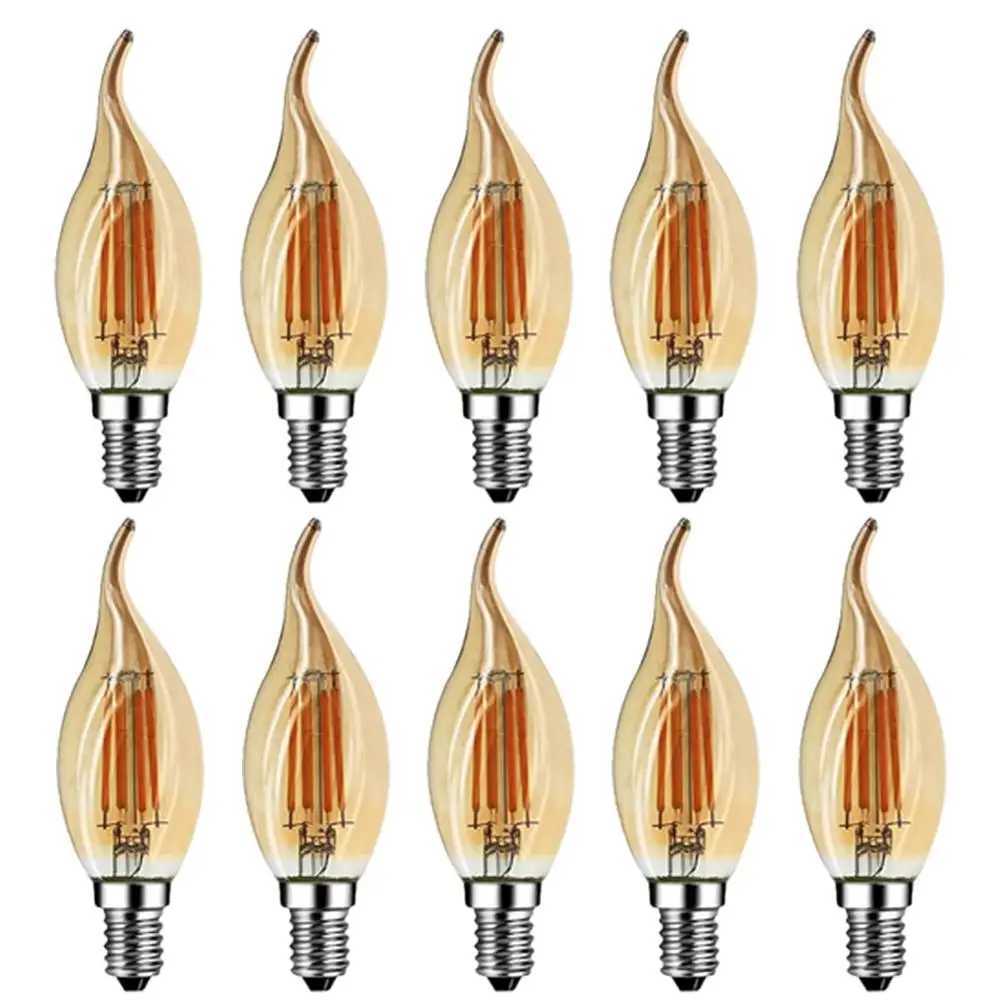Grensk 4W Dimmable LED Filament Candle Light Bulb 2700K E14 Candelabra Base Flame Shape Bent Tip 25W Incandescent Equivalent C35 C251115