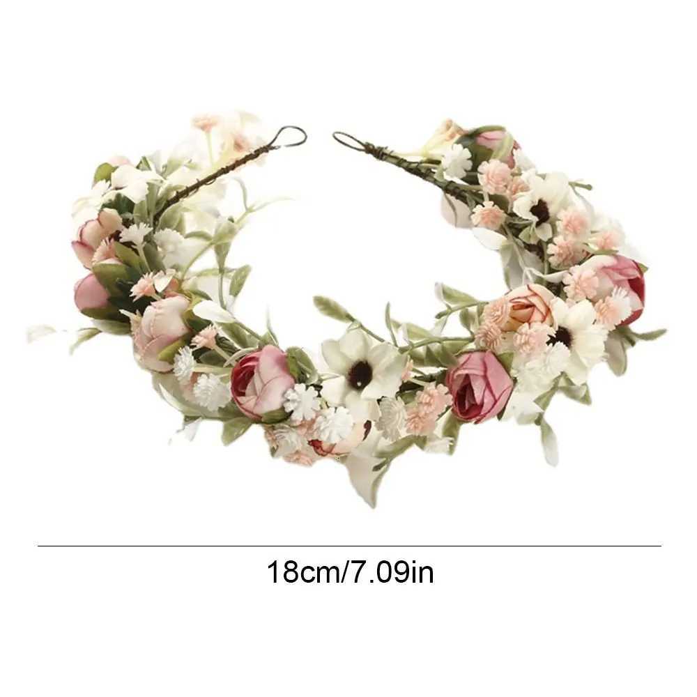 1/2PCS Floral Headband Handmade Girl Garland Headwear Boho Headpiece Wedding Festival Party Decoration Hair WreathM251115