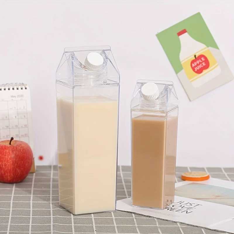 1000ml Clear Milk Bottles Portable Reusable Milk Box Leakproof Carton Water Container for Kitchen Travelling Sports CampingW251114