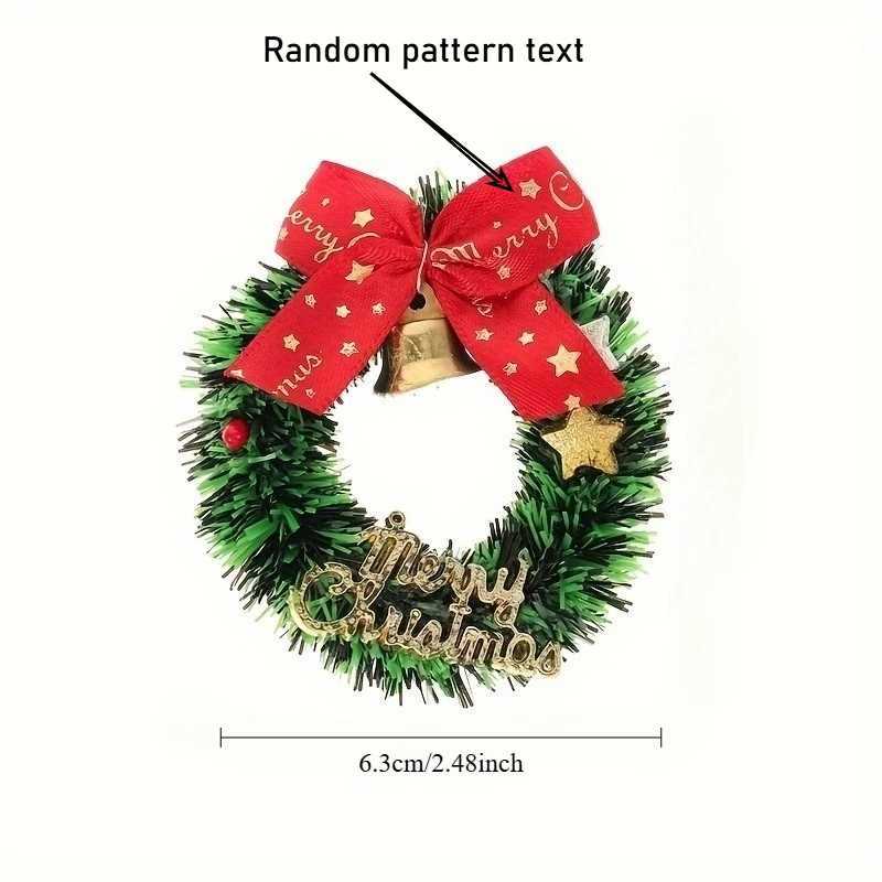 30pcs Mini Christmas Wreaths with Red Bows and Golden Bells - Plastic Holiday Decor for ChristmasThanksgiving New YearWeddingM251115