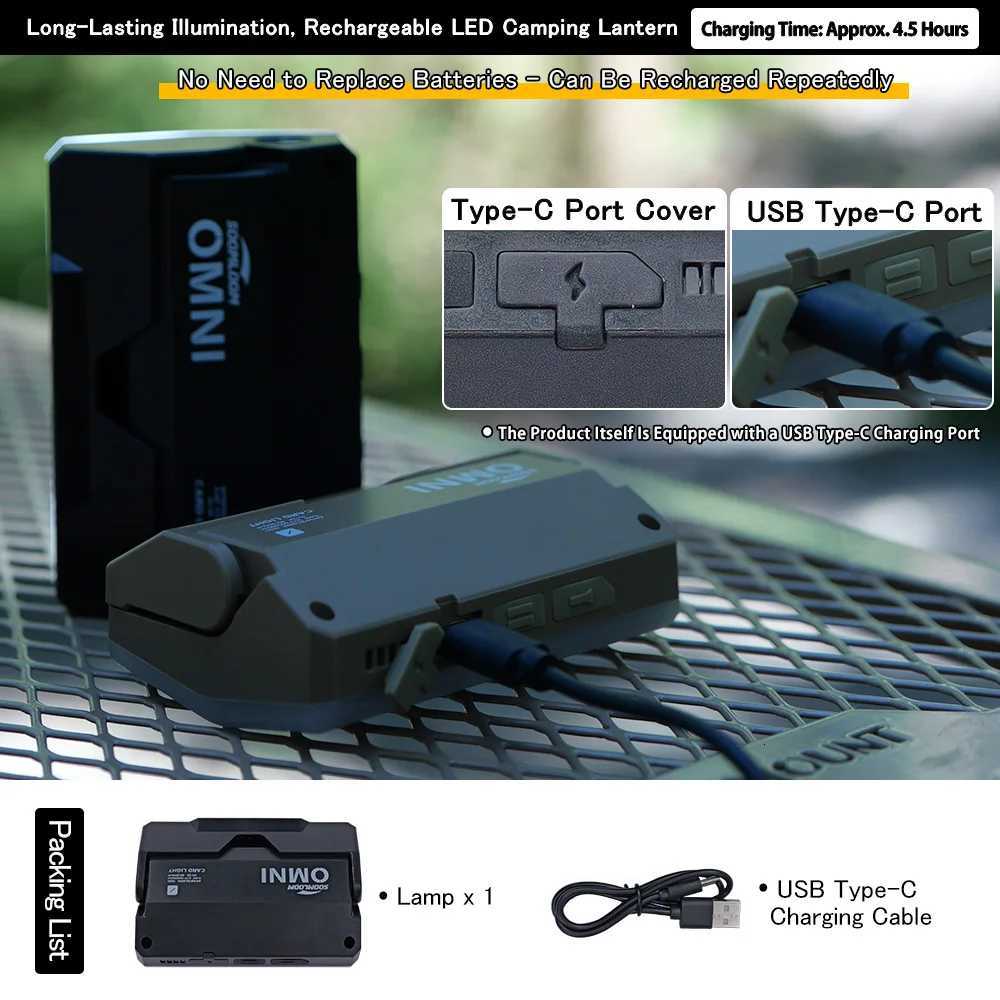 Soomloom 2-Way LED Camping Lantern - OMNI High Brightness 5000mAh Rechargeable Camp Light Flashlight Outdoor LED Lighting Lamp M251115