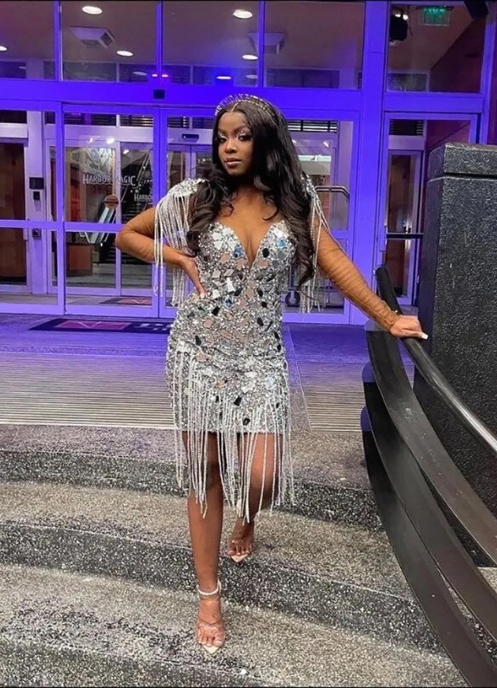 Prom Dresses Evening Gown Party Cocktail Above Knee Mini Plus Size Zipper Lace Up New Custom Straight Sweetheart Long Sleeve Sequined Silver Illusion 