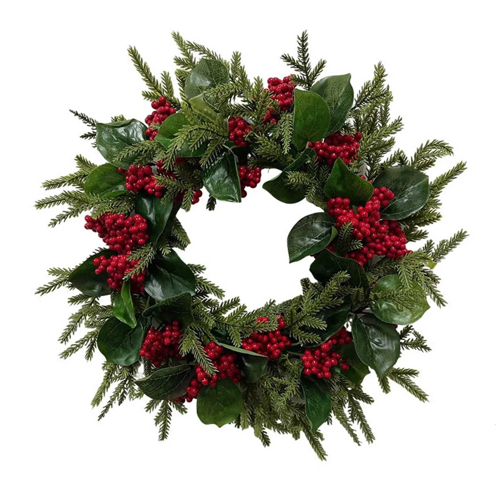 Christmas Wreath Front Door with Red Berries Home Decor Artificial Floral Wreath for New Year Farmhouse Holiday Window OutdoorM251115