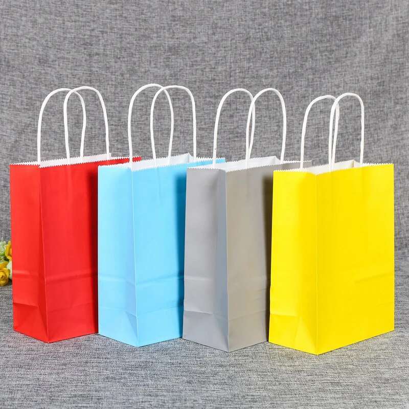20 Pcs Eco-Friendly Reusable Brown Kraft Bags For Grocery And Paper Shopping Bag Customizable