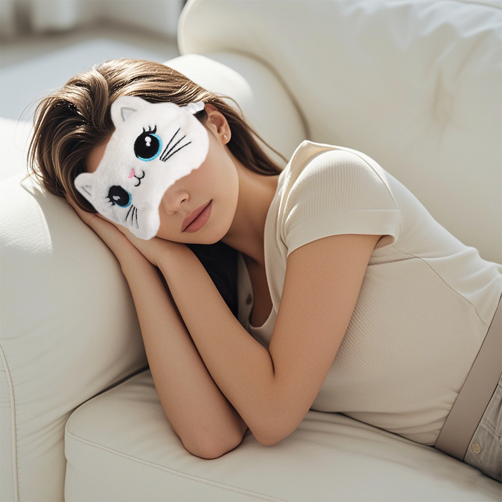Soft and colorful plush eye mask for sleep, cute cartoon-style girl unicorn, gradient colored plush eye protector for eyes