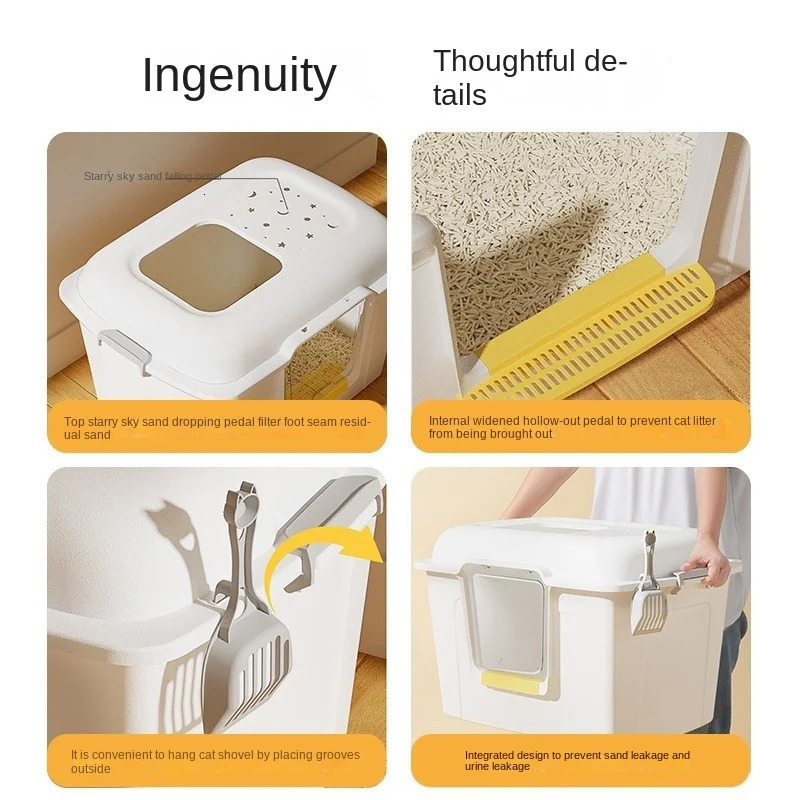 Super Large Dual Purpose Cat Litter Basin Cat Toilet Cat Supplies Open Anti Splashing Extra Large Excrement Drop- 250414