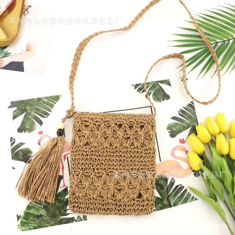 Handmade Beach Bag Instagram's New Forest Style Hollowed Out Single Shoulder Crossbody Tassel Beach Casual Women's Grass Woven Bag Kq2