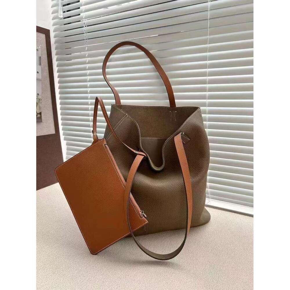 Mm Women's Bags Ultra Simple Style TC Cowhide Large Capacity Tote Baozi Mother Genuine Leather New Commuting Women's Computer Bag
