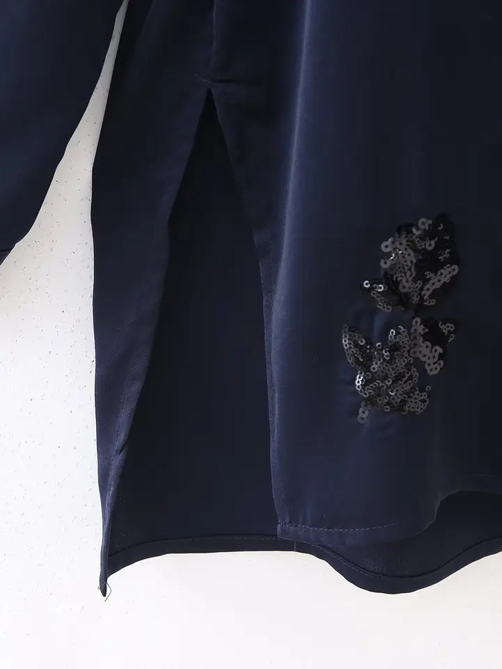 TRAFZA Retro Fashion Casual Womens Set V-neck Pocket Jacket Straight Loose Pants Fashion Autumn Office Womens Set 250409