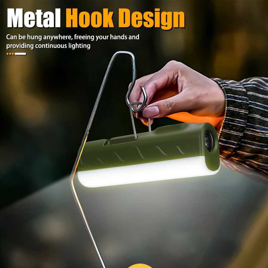 Portable Rechargeable LED Camping Lanterns With Hook Dual Light Source Outdoor Tent Lamp Waterproof For Hiking Fishing Outdoor M251115