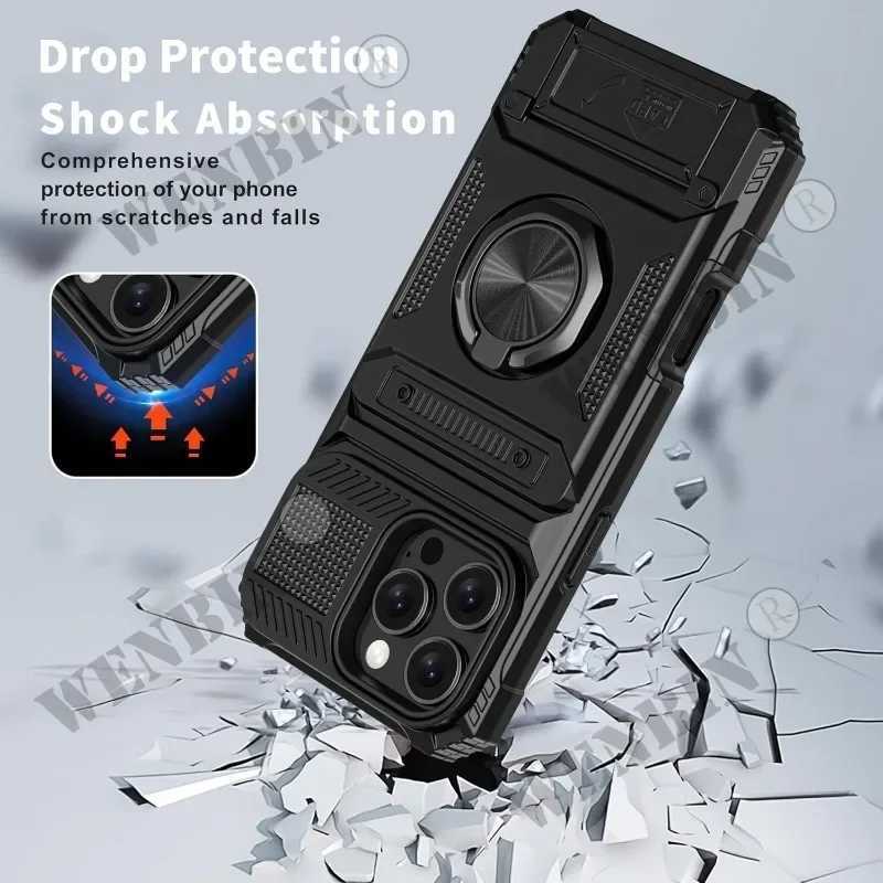 Case For iPhone 17 16 15 14 Pro Max 16 Plus Magnetic Rotated Ring Kickstand Heavy Duty Drop Protection Wallet Cover Funda Capa J251202