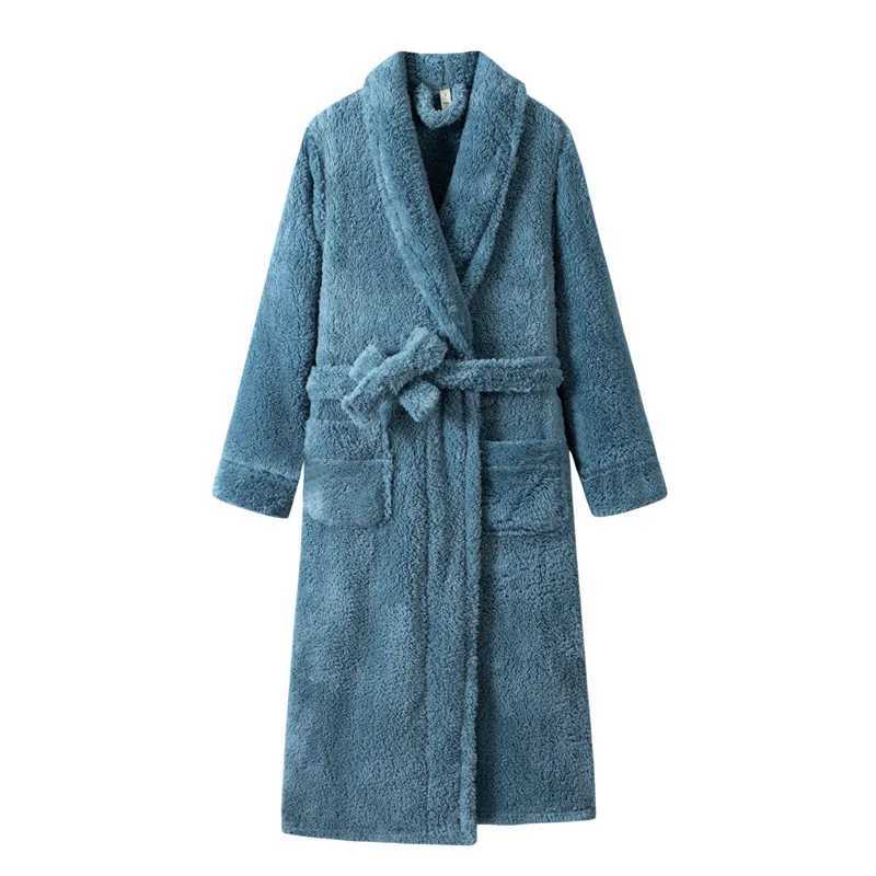 Elegant Pink Robe Flannel Kimono Gown Women Long Sleeve Bathrobe Autumn Winter Warm Sleepwear Loungewear with Pocket Nightgown C251115
