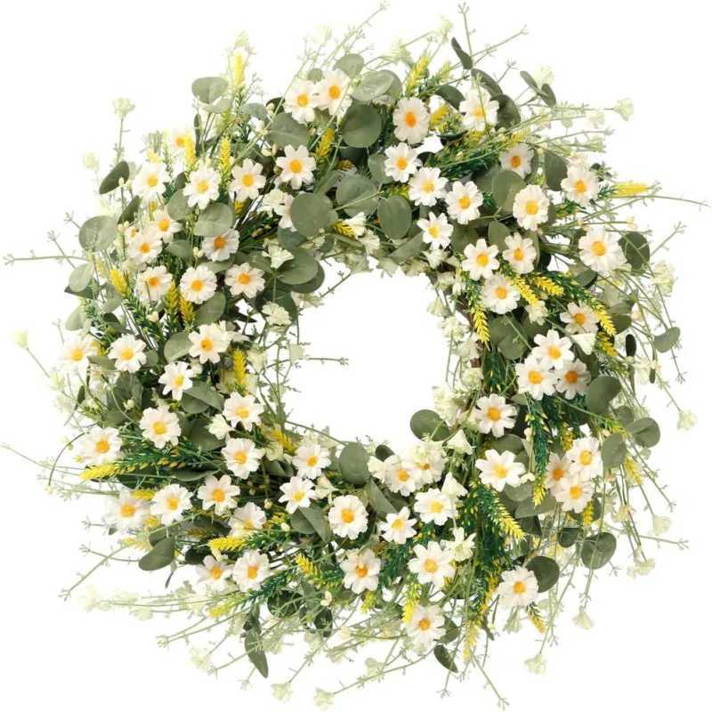Artificial Flower Daisy Wreath Wedding Party Home Gardening Flower Decor Lavender Fake Flower Wreath Festive Supplies 45cmM251115