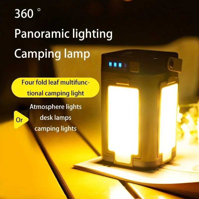 Portable rechargeable solar camping light rechargeable flashlight six lighting modesFoldable portable hanging tent light M251115