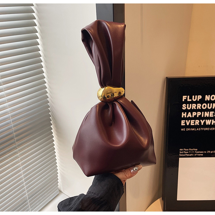 Chic Vintage Style Textured Pouch Mini Pleat Design Accessory