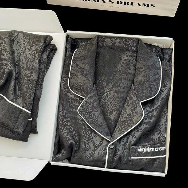 Mens sleepwear ice silk spring and summer home clothing young summer loose new sleepwear long sleeved oversized casual suit setXJ250415