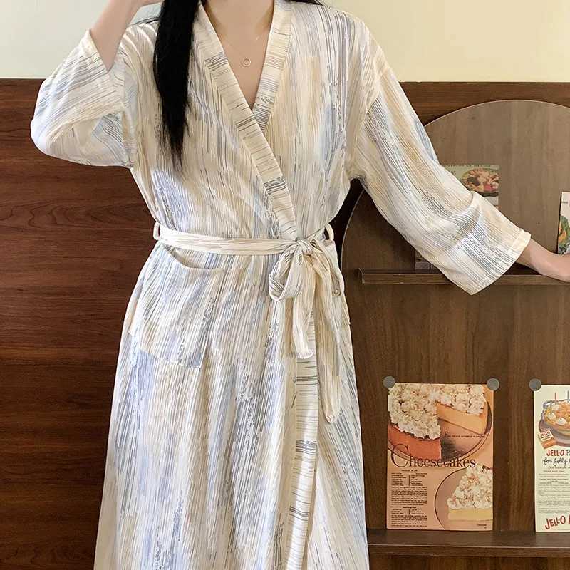 Tie Dye Robe for Women with Belt Summer Sleepwear Nightdress Japanese Pocket Night Wears One Piece Korean Reviews Many Pajama C251115