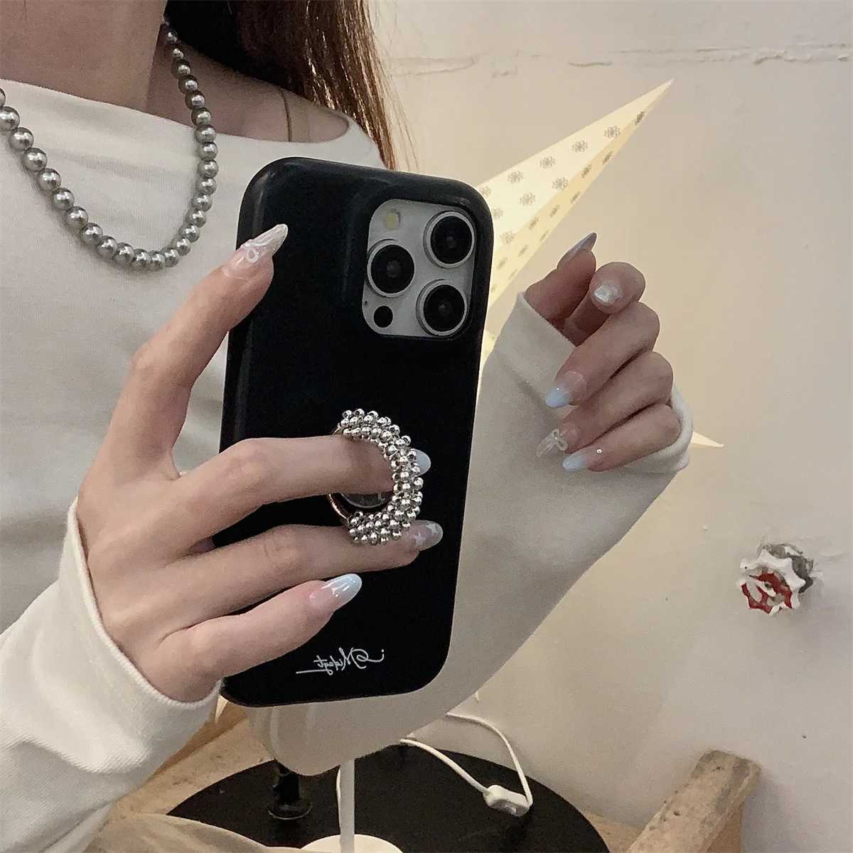 New blue pearl silver buckle Phone Case For iPhone 16 15 14 13 Pro Max fundas iphone 15 case Protective cover 15 16pro J251202