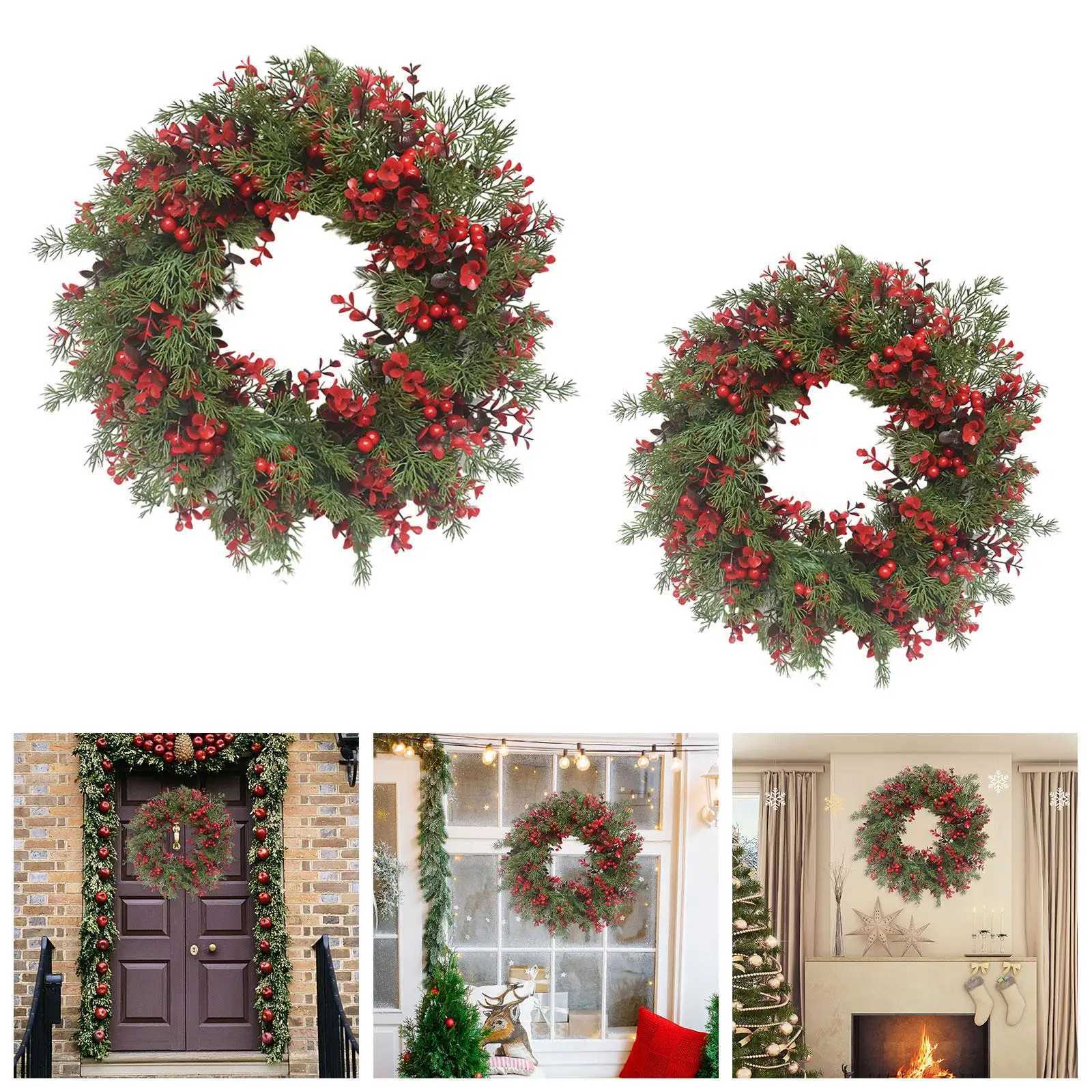 Christmas Wreath Xmas Wreath Housewarming Red Berries Farmhouse HolidayM251115