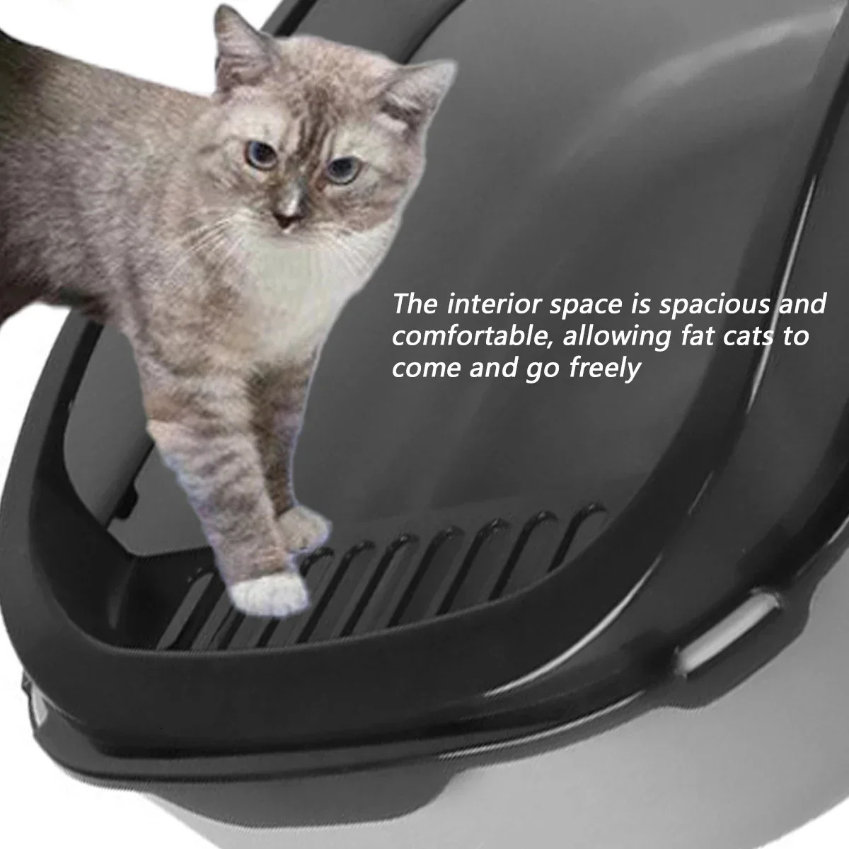 Cat Litter Box Thickening Kitty Sandbox Semi-enclosed High Side Splashproof Pet Bedpans with Litter Scoop Cleaning Cat Supplies 250414
