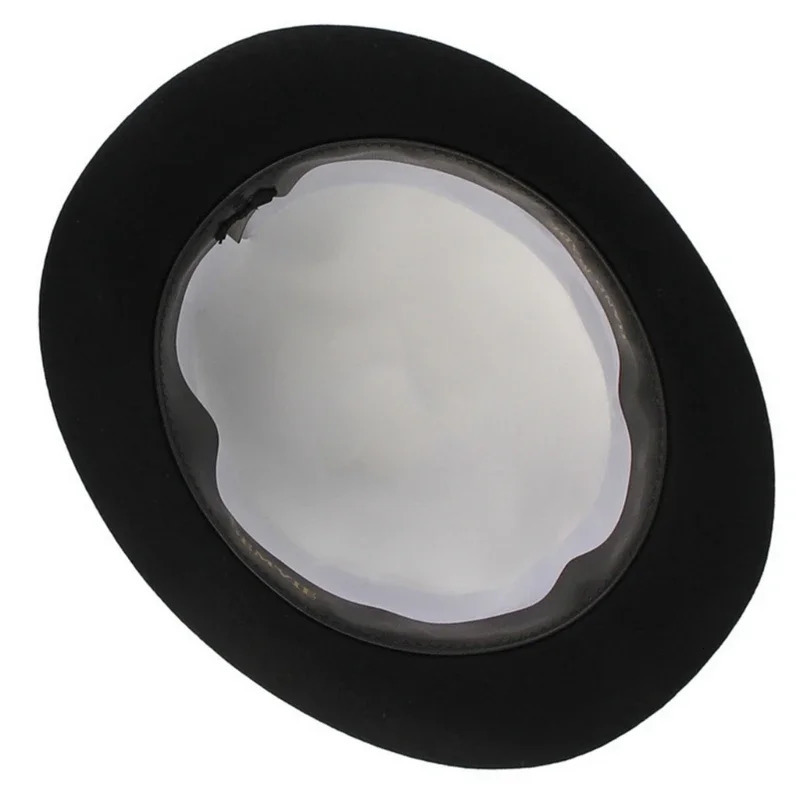 Roll Brim Fedora Hat for Adult Fashion Black Color Panama Hat Magician Wool Hat Cosplay Costume Unisex Flat Top Hat 6XDA 250407