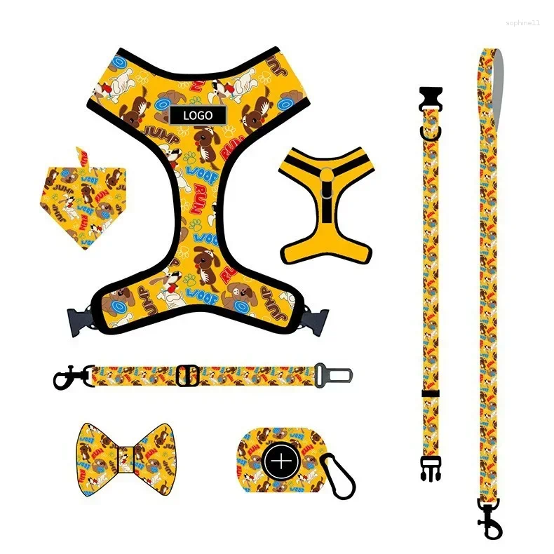 Update Pet Products Dog Leash Vest Type Printed Strap Set Small And Medium Neck Ring Walking Rope