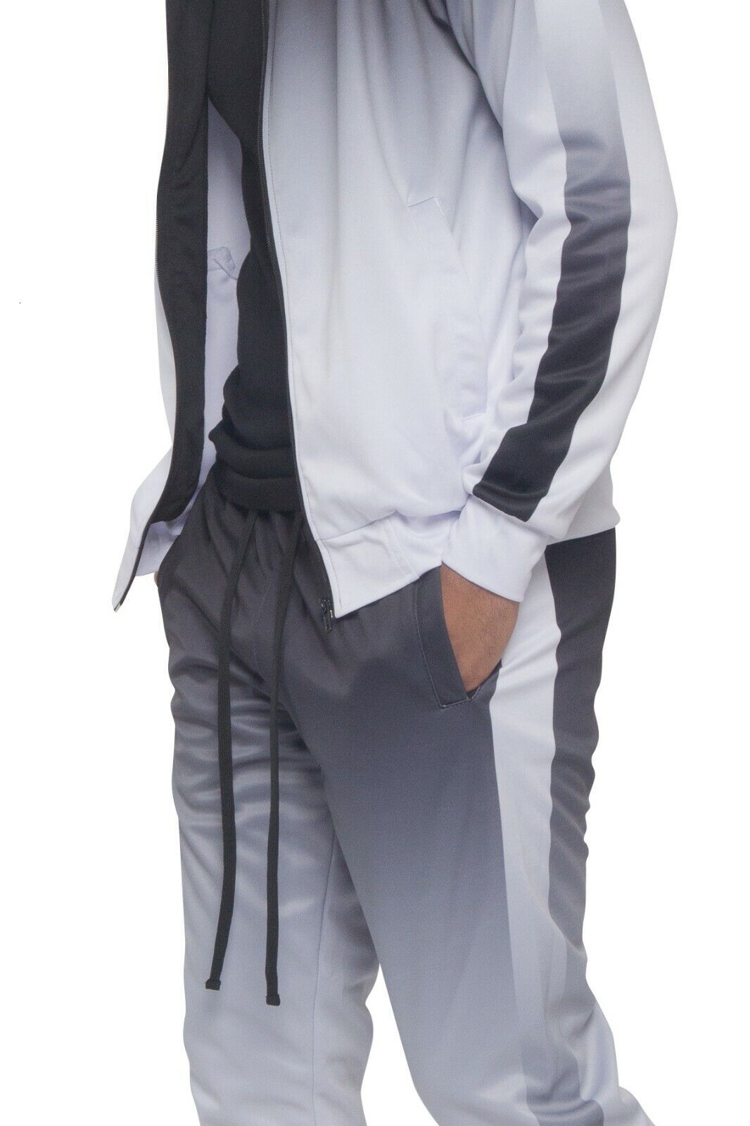 Gradient Men's Ombre Colored Pant&Jacket 2 Piece Sweatsuit Set Track Suit ST579