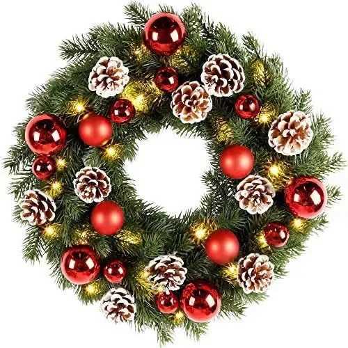 2025 New Christmas PVC Wreath Alphabet Row Bow Front Door Hanging Decorations Party WreathM251115