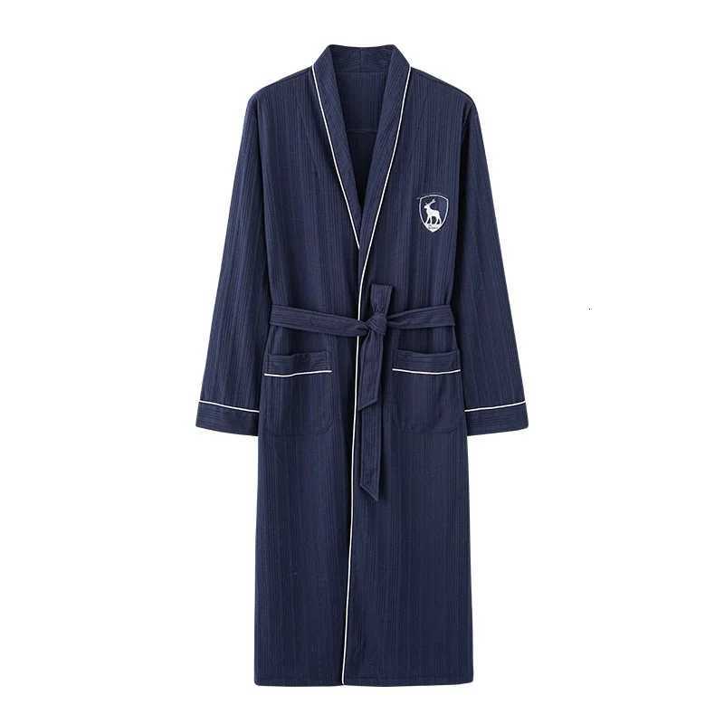 Mens autumn cotton robes big yards M-4XL solid color bathrobes morning house coat medium long spring nightgown spa kimono C251115
